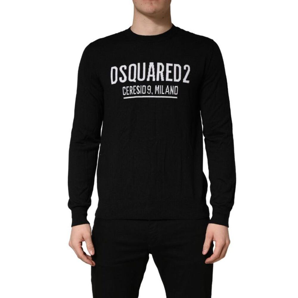 Dsquared² Black Logo Knitted Crew Neck Men Pullover Men's Sweater